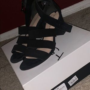 black ankle strap heel sandals